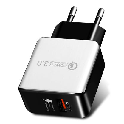 1USB QC 3.0 Wire Drawing Quick Charger EU Plug, QC 3.0 Black, QC 3.0 White - ORIWHIZ