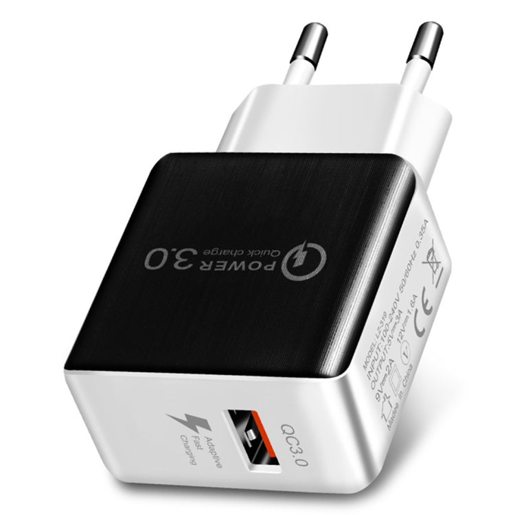1USB QC 3.0 Wire Drawing Quick Charger EU Plug, QC 3.0 Black, QC 3.0 White - ORIWHIZ