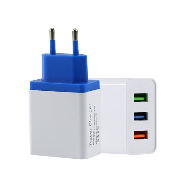 2 A 3USB Mobile Phone Travel Charger EU Plug - ORIWHIZ