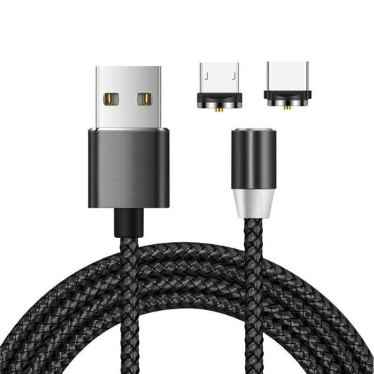 2 in 1 USB to Micro USB + USB - C / Type - C Magnetic Metal Connector Nylon Two - color Braided Magnetic Data Cable, Cable Length: 1m, Micro USB + USB - C / Type - C - ORIWHIZ