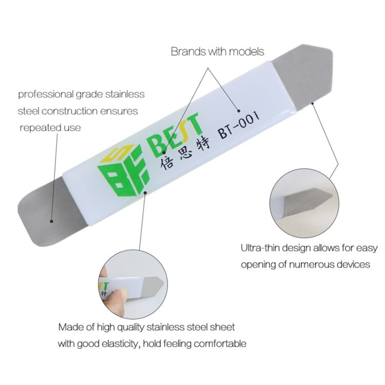 2 PCS BEST BST - 001 Stainless Steel Blade Soft Thin Pry Spudger, 001 Crowbar - ORIWHIZ