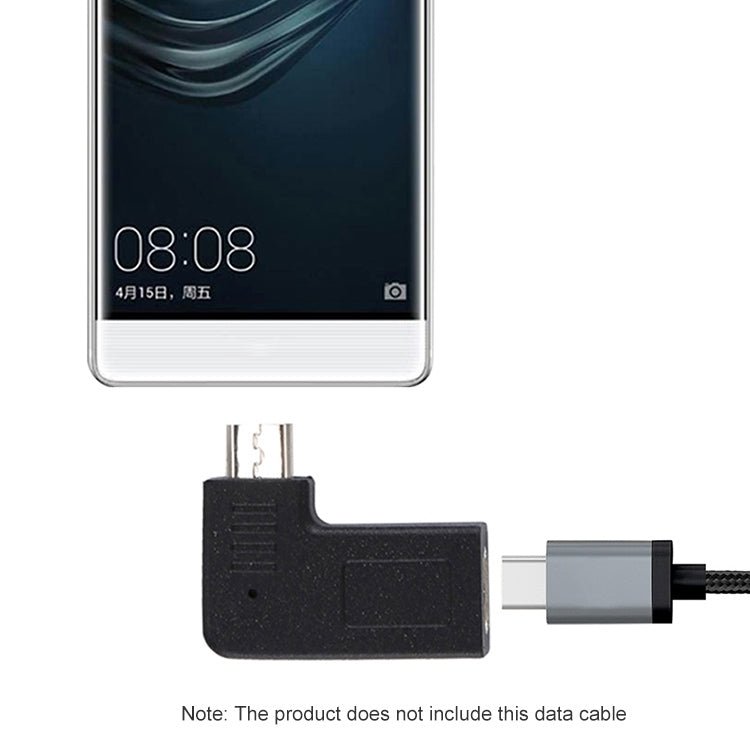 2 PCS USB - C / Type - C Female to Micro USB (Right / Left Angle) Male Elbow Adapter Converter - ORIWHIZ