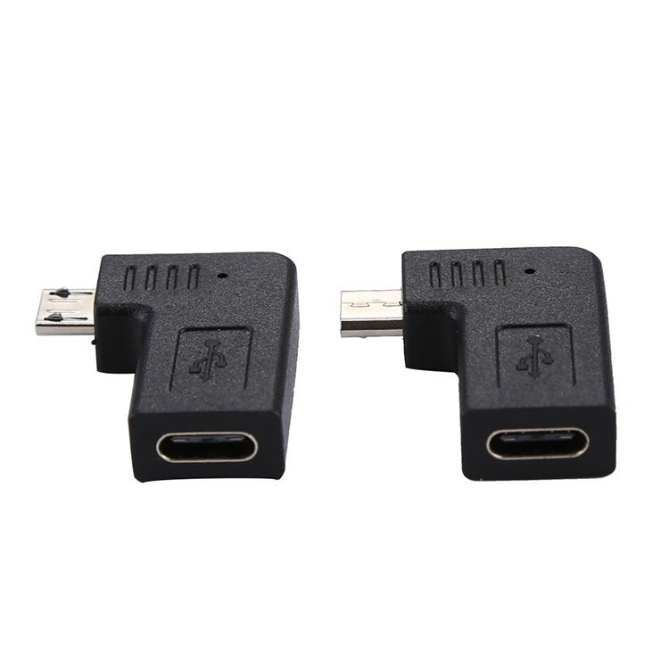 2 PCS USB - C / Type - C Female to Micro USB (Right / Left Angle) Male Elbow Adapter Converter - ORIWHIZ