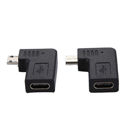 2 PCS USB - C / Type - C Female to Micro USB (Right / Left Angle) Male Elbow Adapter Converter - ORIWHIZ
