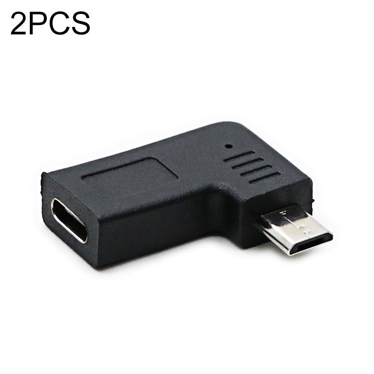 2 PCS USB - C / Type - C Female to Micro USB (Right / Left Angle) Male Elbow Adapter Converter - ORIWHIZ