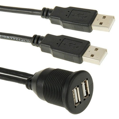 2 USB 2.0 Male to Female Extension Cable with Car Flush Mount, Length: 2m, 2 USB 2.0 Male to Female - ORIWHIZCar Replacement PartsDIY CablesIn Car