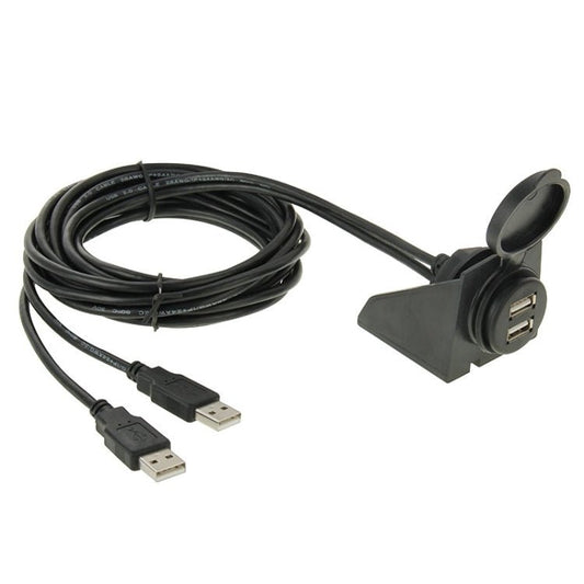 2 USB 2.0 Male to Female Extension Cable with Car Flush Mount, Length: 2m, 2 USB 2.0 Male to Female - ORIWHIZCar Replacement PartsDIY CablesIn Car