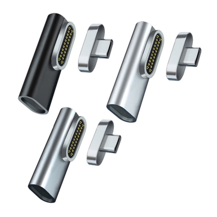 20 Pin Elbow Magnetic USB - C / Type - C Adapter Support Charging and 4K Video Transferring, Silver, Gray, Black - ORIWHIZ