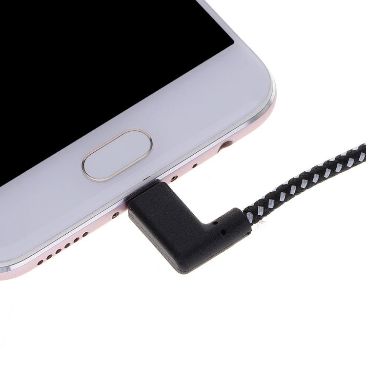 20cm 2A USB to USB - C / Type - C Nylon Weave Style Double Elbow Data Sync Charging Cable, 20cm Type - C - ORIWHIZ