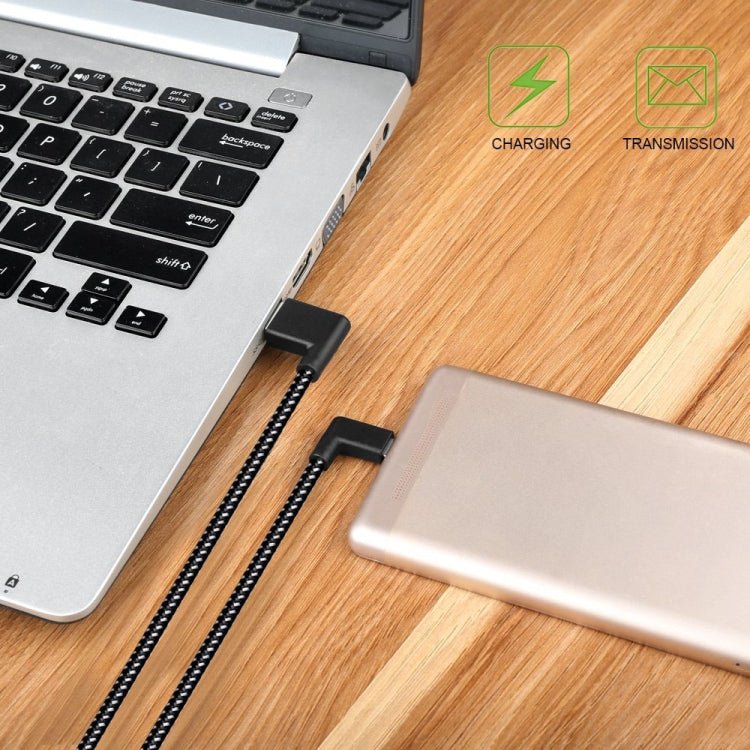 20cm 2A USB to USB - C / Type - C Nylon Weave Style Double Elbow Data Sync Charging Cable, 20cm Type - C - ORIWHIZ