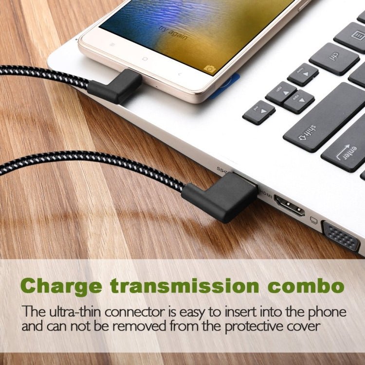 20cm 2A USB to USB - C / Type - C Nylon Weave Style Double Elbow Data Sync Charging Cable, 20cm Type - C - ORIWHIZ