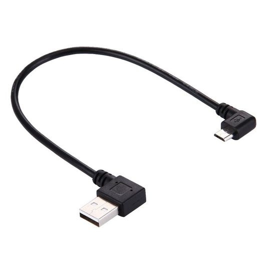 20cm USB 2.0 Left Turn Elbow to Micro USB Elbow Data Cable, Left to Right - ORIWHIZ