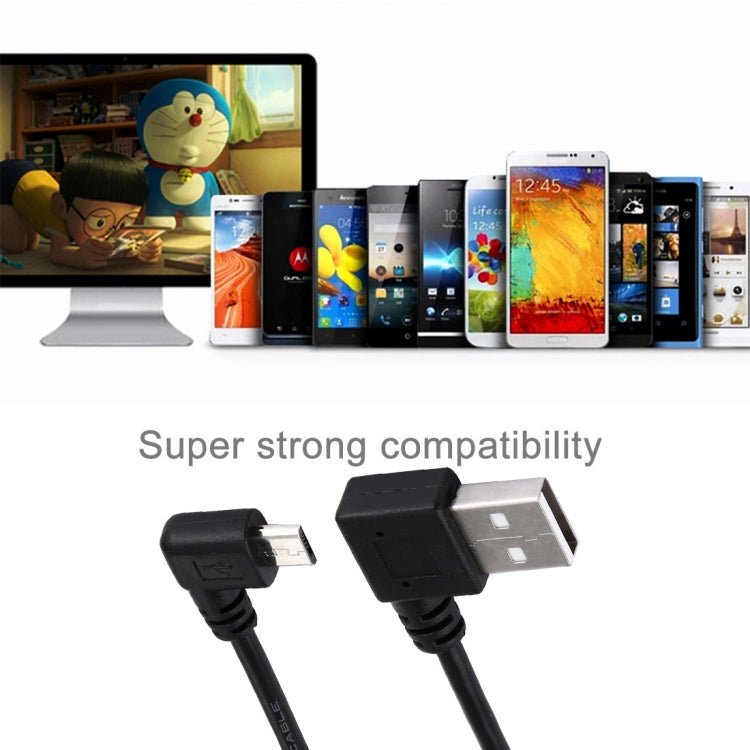 20cm USB 2.0 Male Angle Left to Left Turn Micro USB Male Angle Data Charging Cable, The plug is on the same side - ORIWHIZ