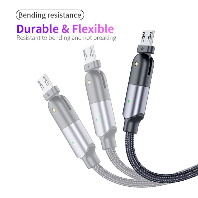 2.4A USB to Micro USB 180 Degree Rotating Elbow Charging Cable, 1.2m Micro USB, 2m Micro USB - ORIWHIZ