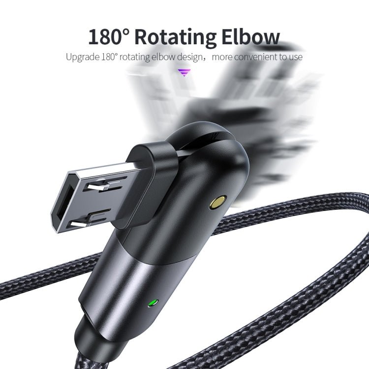 2.4A USB to Micro USB 180 Degree Rotating Elbow Charging Cable, 1.2m Micro USB, 2m Micro USB - ORIWHIZ