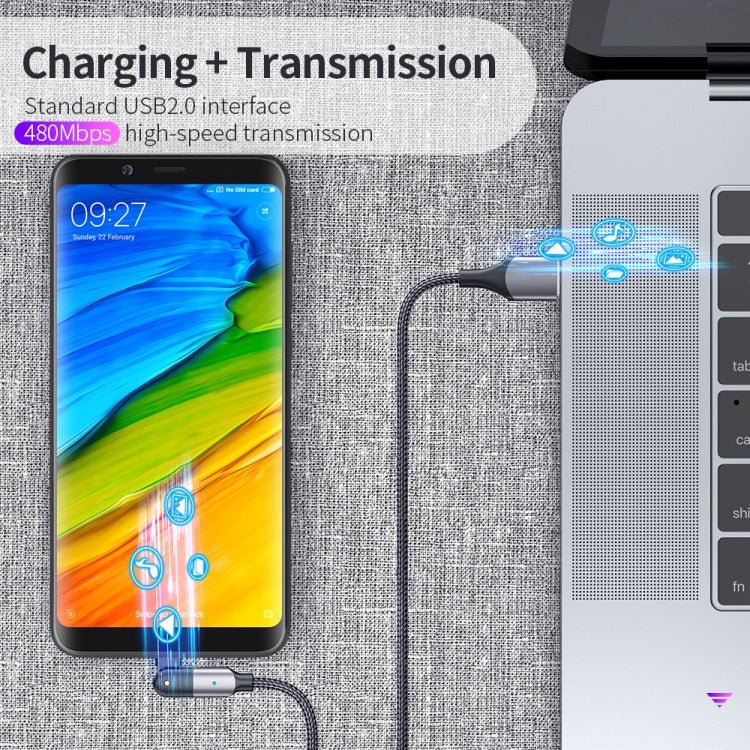 2.4A USB to Micro USB 180 Degree Rotating Elbow Charging Cable, 1.2m Micro USB, 2m Micro USB - ORIWHIZ