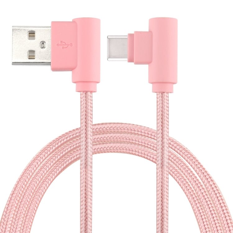 25cm USB to USB - C / Type - C Nylon Weave Style Double Elbow Charging Cable, 25cm Type - C - ORIWHIZ