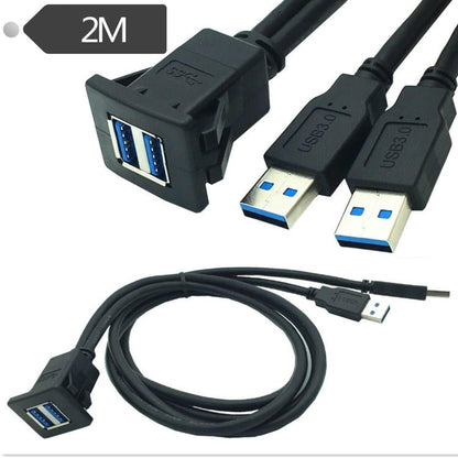2m ABS Shell Flush Mount USB 3.0 Dock Car Ship Motorcycle Dashboard Panel Male to Female Data Waterproof Extension Cord, For Cable Length: 2m - ORIWHIZCar Replacement PartsDIY CablesIn Car