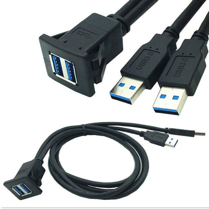 2m ABS Shell Flush Mount USB 3.0 Dock Car Ship Motorcycle Dashboard Panel Male to Female Data Waterproof Extension Cord, For Cable Length: 2m - ORIWHIZCar Replacement PartsDIY CablesIn Car