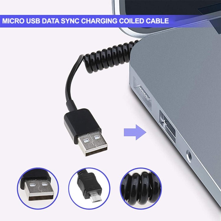 2m Micro USB Data Sync Charging Coiled Cable / Spring Cable - ORIWHIZ