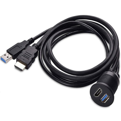 2m USB3.0+HDMI Car Waterproof Cable Motorcycle Boat Dashboard Extension Wire, 2m USB3.0+HDMI - ORIWHIZCar Replacement PartsDIY CablesIn Car