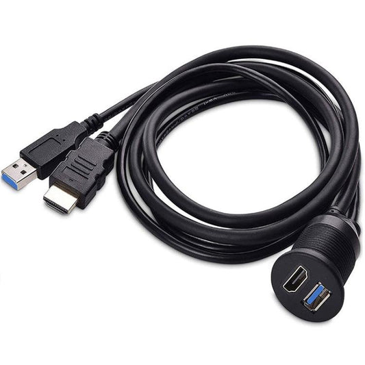 2m USB3.0+HDMI Car Waterproof Cable Motorcycle Boat Dashboard Extension Wire, 2m USB3.0+HDMI - ORIWHIZCar Replacement PartsDIY CablesIn Car