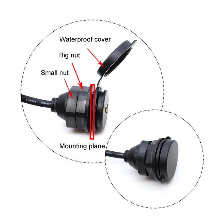 2m USB3.0+HDMI Car Waterproof Cable Motorcycle Boat Dashboard Extension Wire, 2m USB3.0+HDMI - ORIWHIZCar Replacement PartsDIY CablesIn Car