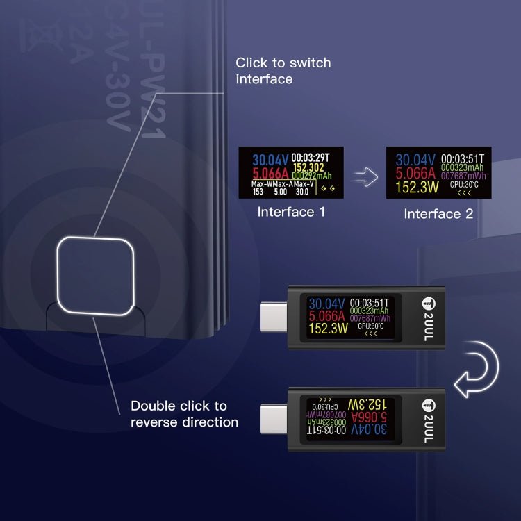 2UUL Charging Mate Type - C Mini Charging Detector with Bidirectional Current Test, Charging Detector - ORIWHIZ