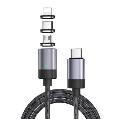 3 in 1 Fast Charging Magnetic Data Cable, Style: 1m Cable + 3 Magnetic Head, 3 in 1 - ORIWHIZ