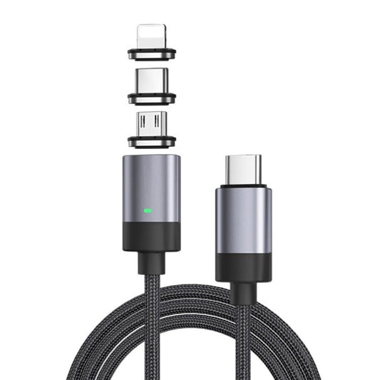 3 in 1 Fast Charging Magnetic Data Cable, Style: 1m Cable + 3 Magnetic Head, 3 in 1 - ORIWHIZ