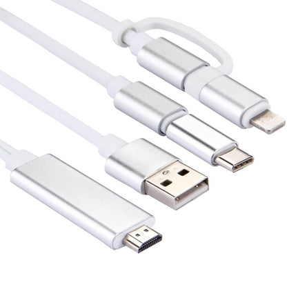 3 in 1 Micro USB & 8 Pin & Type - C to HDMI HD 1080P HDTV Adapter Cable - ORIWHIZ