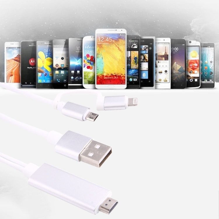 3 in 1 Micro USB & 8 Pin & Type - C to HDMI HD 1080P HDTV Adapter Cable - ORIWHIZ