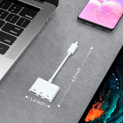 3 in 1 USB - C OTG Adapter with 3.5mm Headphone Jack, Compatible for iPad Pro and Type - C Jack Phone, 3 in 1 - ORIWHIZ