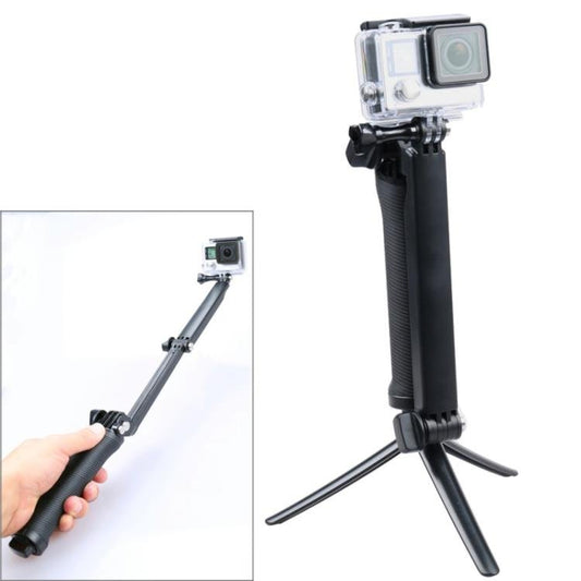 Monopié trípode multifuncional extensible de 3 vías con brazo giratorio plegable y empuñadura para cámara GoPro, Insta360, DJI y otras cámaras de acción. Monopié de 3 vías - ORIWHIZ. Accesorios para DJI e Insta360. Poste extensible. Trípode con empuñadura universal.