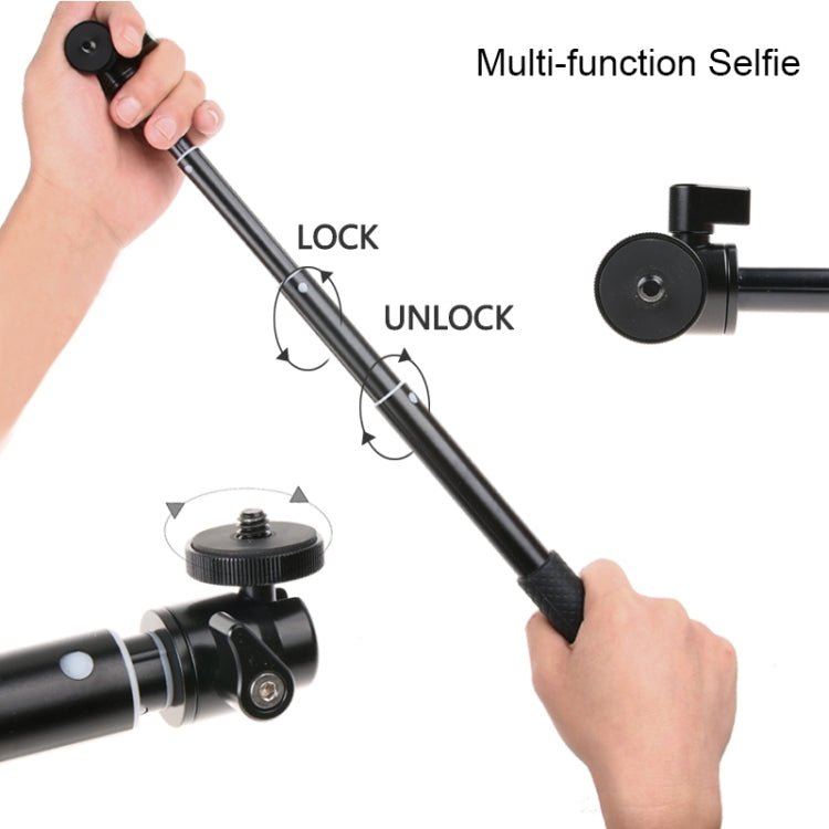 30 - 93cm Grip Foldable Tripod Holder Multi - functional Selfie Stick Monopod for GoPro, Insta360, DJI and Other Action Cameras, Phones, Length: 30 - 93cm - ORIWHIZDJI & Insta360 AccessoriesExtendable PoleUniversal Grip Tripod