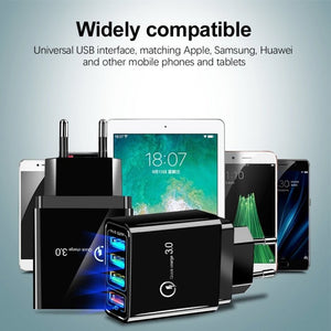 30W QC 3.0 USB + 3 USB 2.0 Ports Mobile Phone Tablet PC Universal Quick Charger Travel Charger, EU Plug, EU Plug - ORIWHIZ