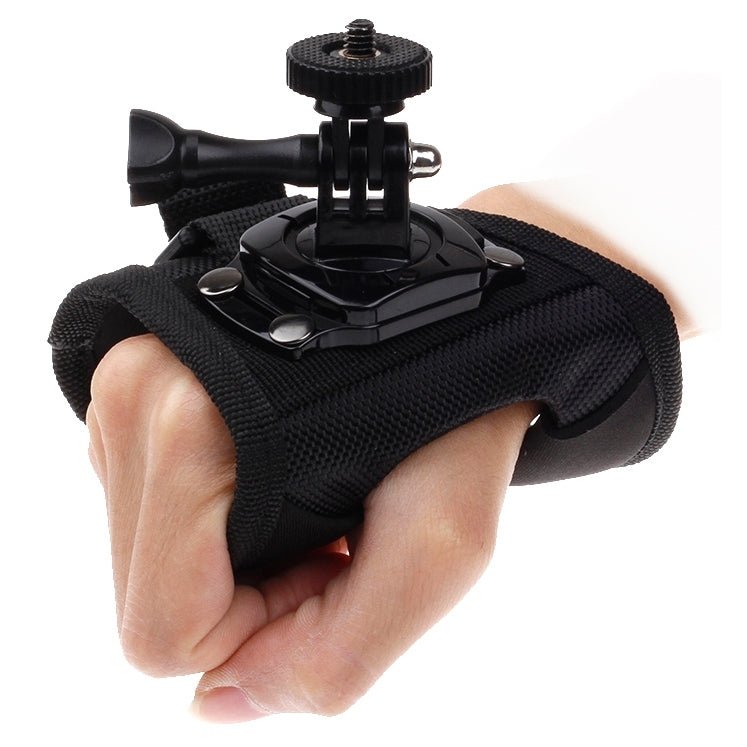 360 Degree Rotation Glove Style Strap Mount Wrist Strap Palm Holder with Screw and Adapter for Xiaomi Yi Sport Camera / GoPro Hero4 / 3+ / 3 / 2 / 1, Size: 45cm x 11cm, Glove Style Strap - ORIWHIZDJI & Insta360 AccessoriesUniversal Chest & Head BeltWrist & Neck Strap