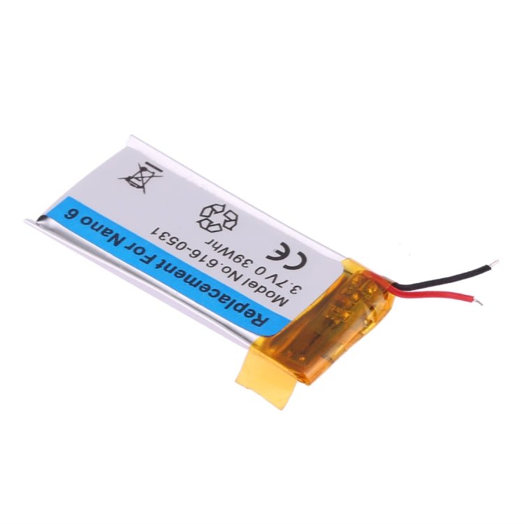 3.7V 0.39Whr For iPod nano 6 Rechargeable Replacement Li - polymer Battery, For iPod nano 6 - ORIWHIZ