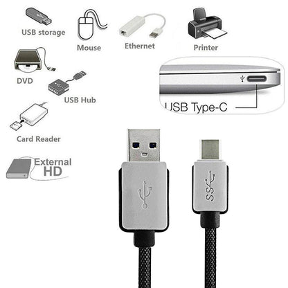 3m Woven Style 2A USB - C / Type - C 3.1 Male to USB 3.0 Male Data / Charger Cable, 3m - ORIWHIZ