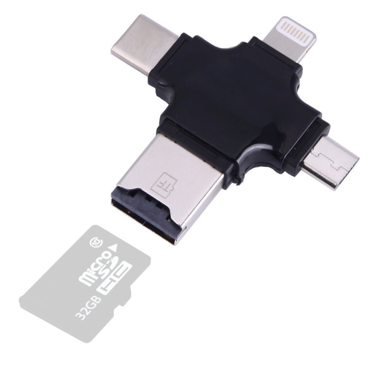 4 in 1 USB - C / Type - C & USB 2.0 & Micro USB & 8 Pin TF Card Reader for MacBook, PC, Laptop, Smart Phone with OTG Function, Support FAT32 & exFAT - ORIWHIZ