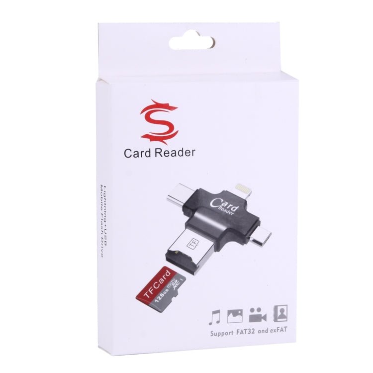 4 in 1 USB - C / Type - C & USB 2.0 & Micro USB & 8 Pin TF Card Reader for MacBook, PC, Laptop, Smart Phone with OTG Function, Support FAT32 & exFAT - ORIWHIZ
