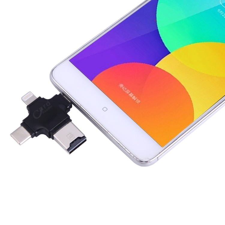 4 in 1 USB - C / Type - C & USB 2.0 & Micro USB & 8 Pin TF Card Reader for MacBook, PC, Laptop, Smart Phone with OTG Function, Support FAT32 & exFAT - ORIWHIZ
