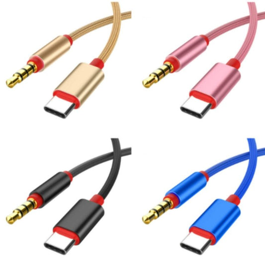 4 PCS 3.5mm To Type - C Audio Cable Microphone Recording Adapter Cable Mobile Phone Live Sound Card Cable, Black, Gold, Pink, Blue - ORIWHIZ