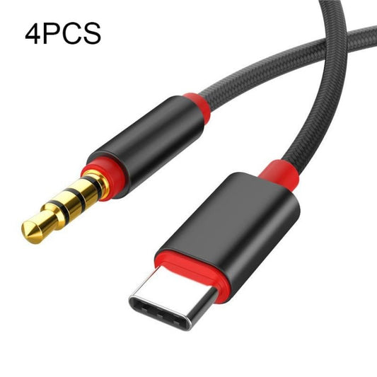 4 PCS 3.5mm To Type - C Audio Cable Microphone Recording Adapter Cable Mobile Phone Live Sound Card Cable, Black, Gold, Pink, Blue - ORIWHIZ