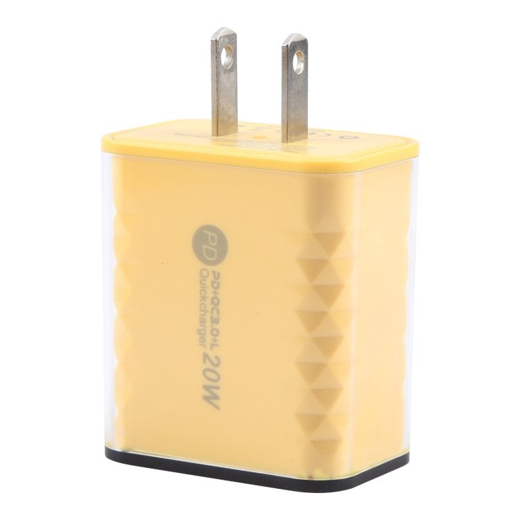 45 - A2CL 20W Type - C, 8 Pin, USB - A Crystal Diamond Multi - Port Fast Charger, US Plug - ORIWHIZ