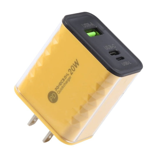45 - A2CL 20W Type - C, 8 Pin, USB - A Crystal Diamond Multi - Port Fast Charger, US Plug - ORIWHIZ