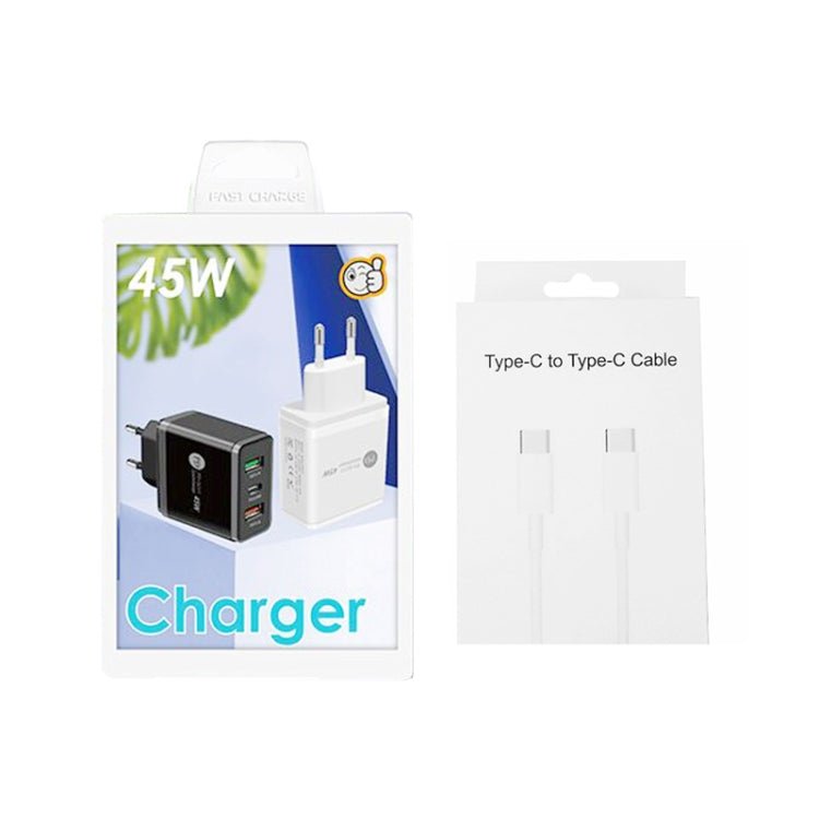 45W PD3.0 + 2 x QC3.0 USB Multi Port Charger with Type - C to Type - C Cable, EU Plug, EU Plug + Type - C to Type - C Cable - ORIWHIZ