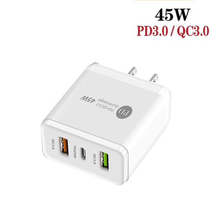 45W PD3.0 + 2 x QC3.0 USB Multi Port Charger with Type - C to Type - C Cable, US Plug, US Plug + Type - C to Type - C Cable - ORIWHIZ
