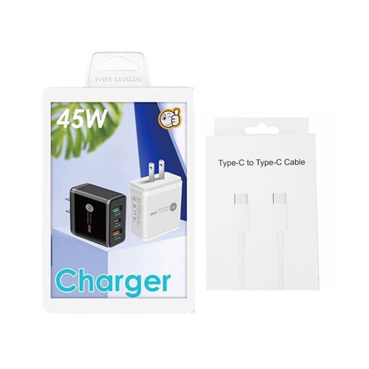 45W PD3.0 + 2 x QC3.0 USB Multi Port Charger with Type - C to Type - C Cable, US Plug, US Plug + Type - C to Type - C Cable - ORIWHIZ