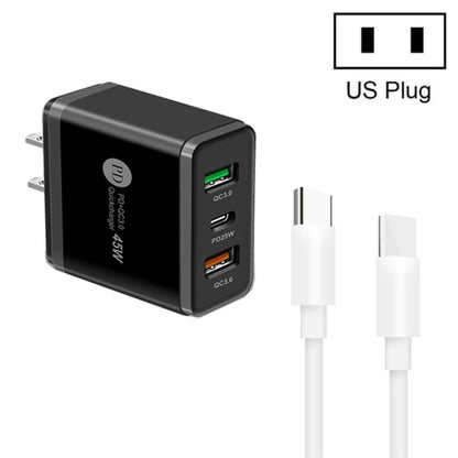 45W PD3.0 + 2 x QC3.0 USB Multi Port Charger with Type - C to Type - C Cable, US Plug, US Plug + Type - C to Type - C Cable - ORIWHIZ